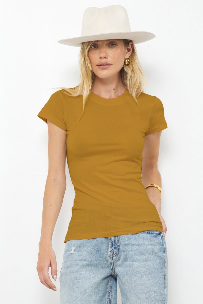 Basic Classic Crew Neck Fitted Cotton Tee