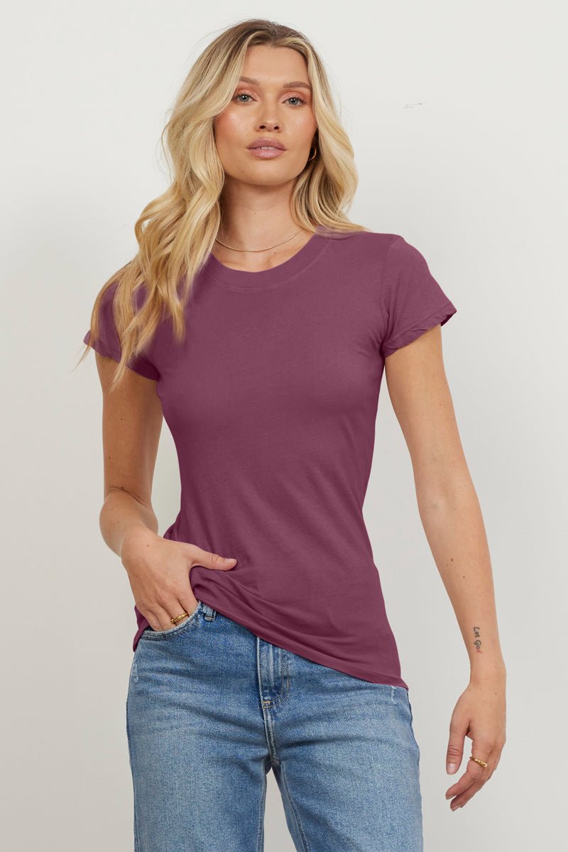 Basic Classic Crew Neck Fitted Cotton Tee