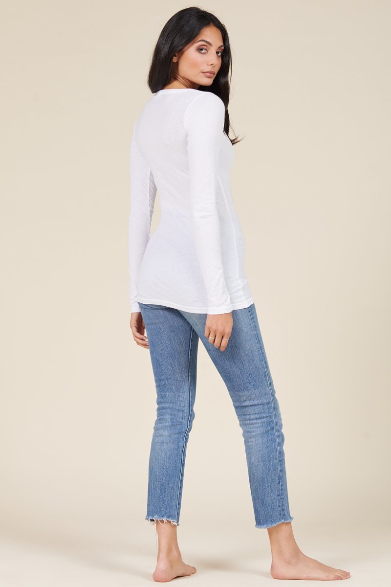 Long Sleeve V Neck Cotton Layering Top