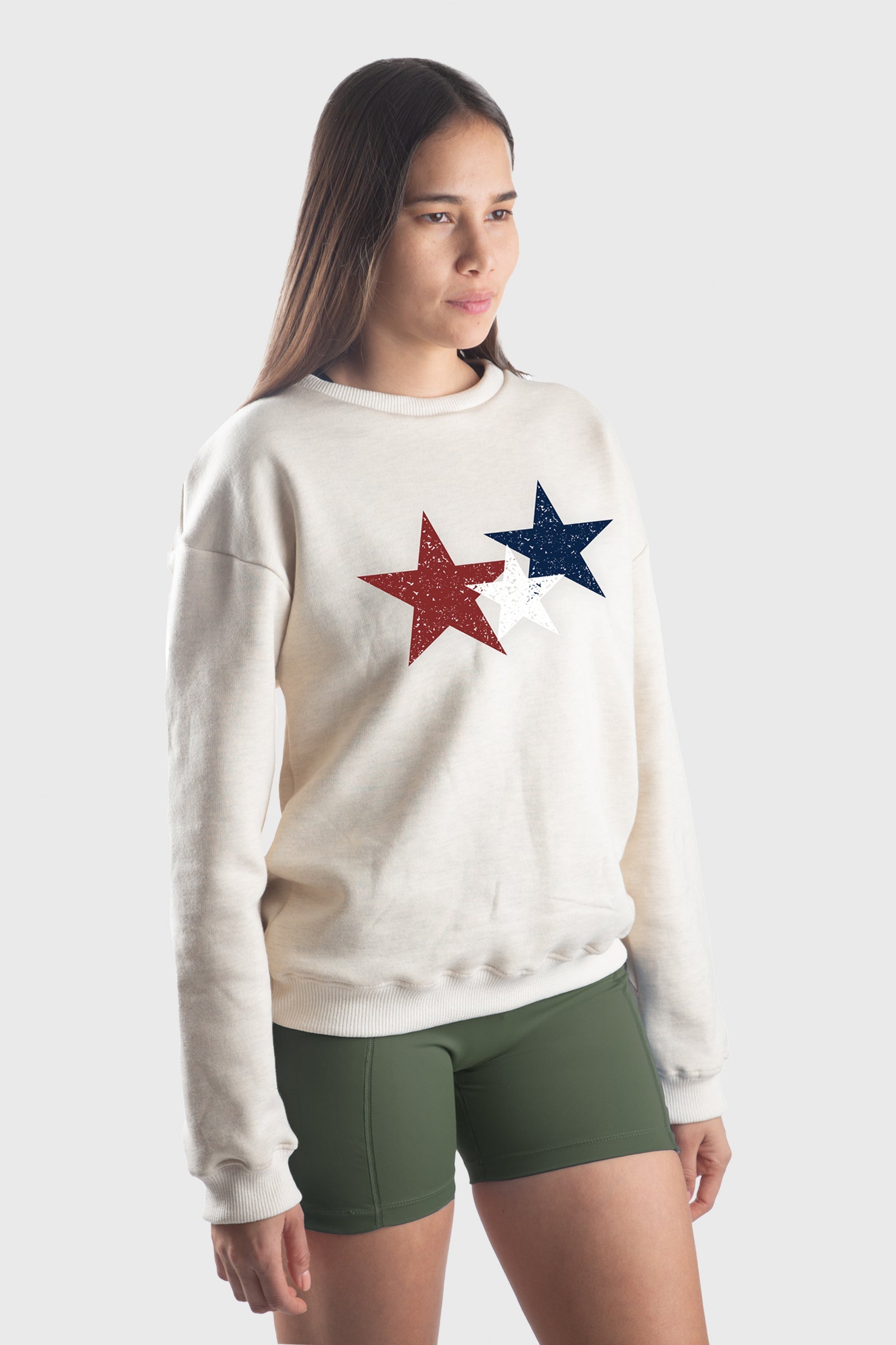 Mid-Weight Fleece Stars Crewneck Sweatshirt