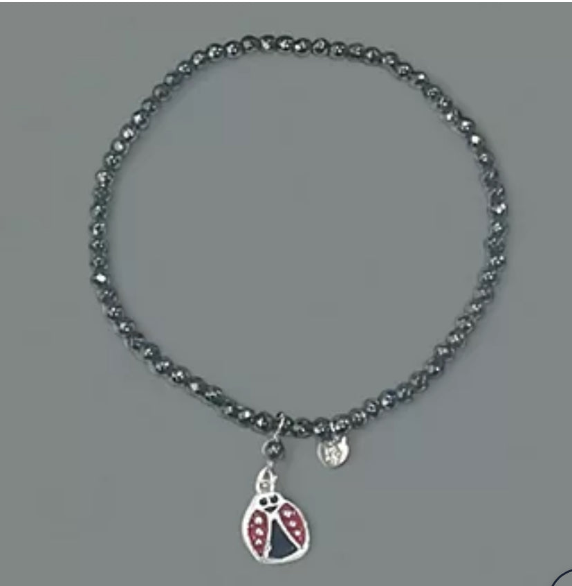 The Lucky One Sterling Ladybug Hematite Bracelet