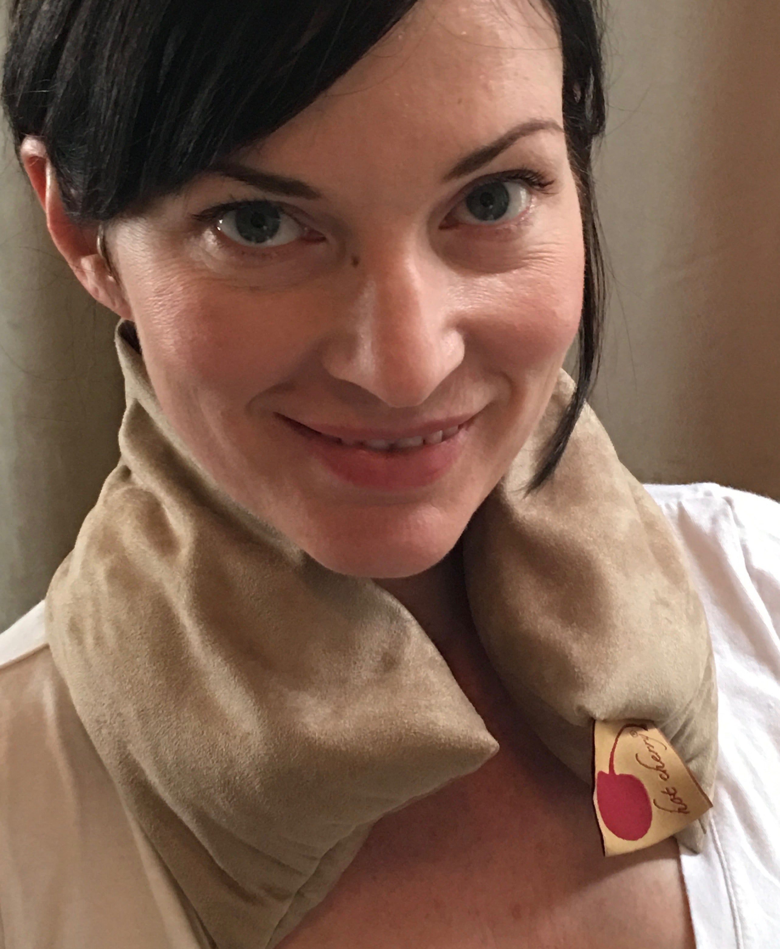 Hot Cherry Neck Wrap - Plush Tan Ultra-Suede