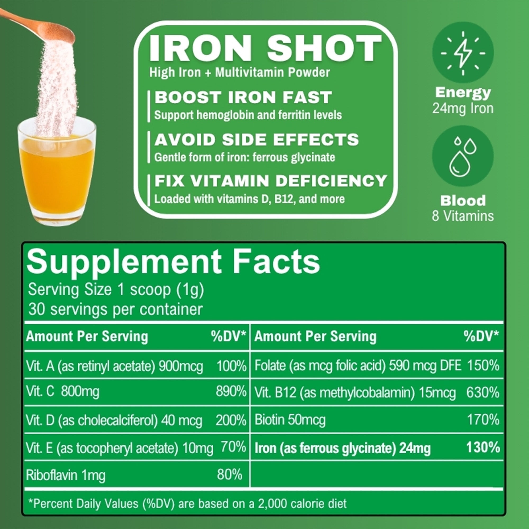 Iron Multivitamin Supplement Powder - Sugar Free