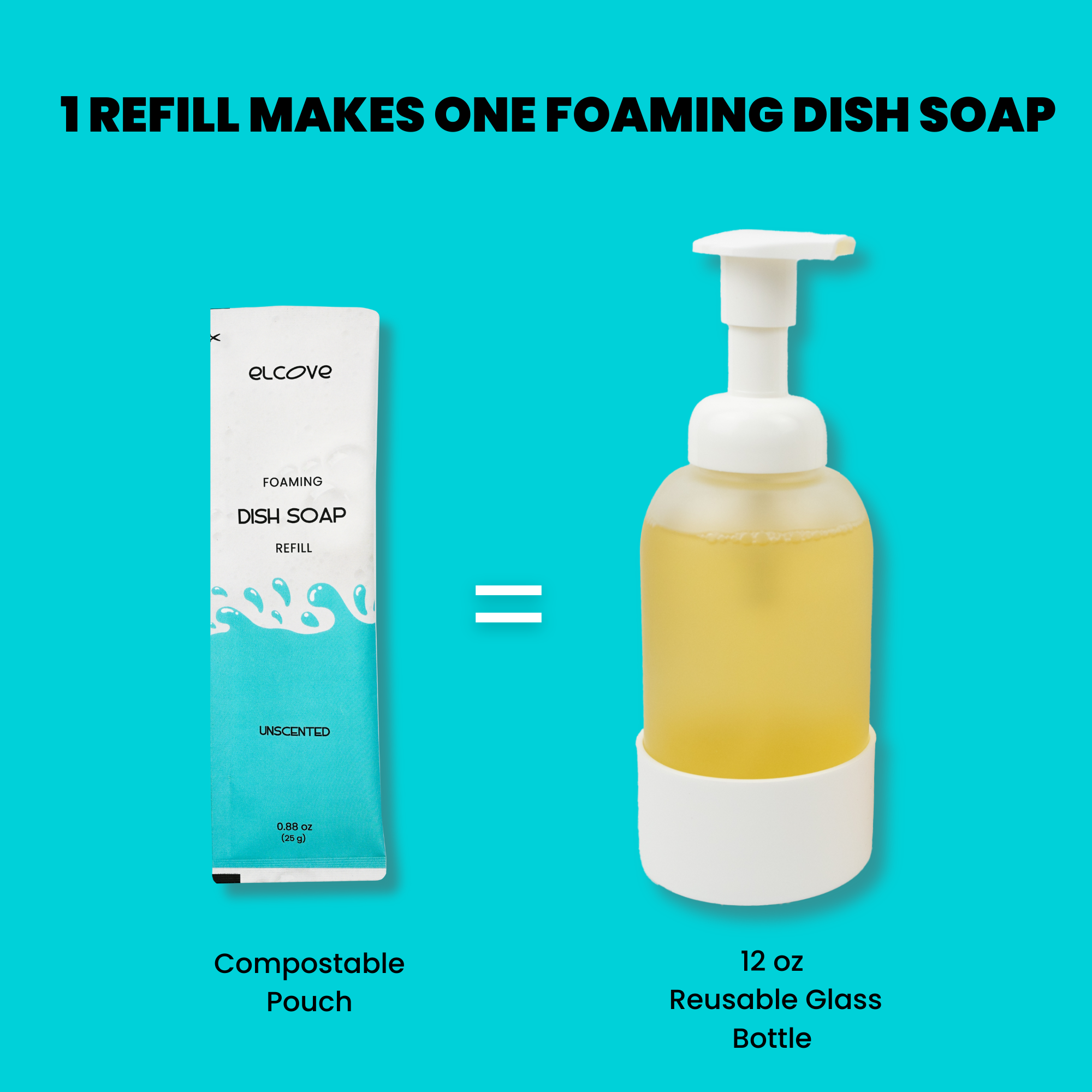 Plastic-Free Dish Soap Refills Foaming - Unscented, 5/10/15