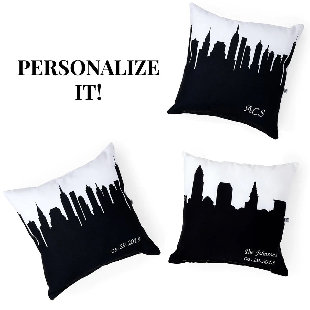 Skyline City Charm 16" by 16" Throw Pillow - Choose Your City