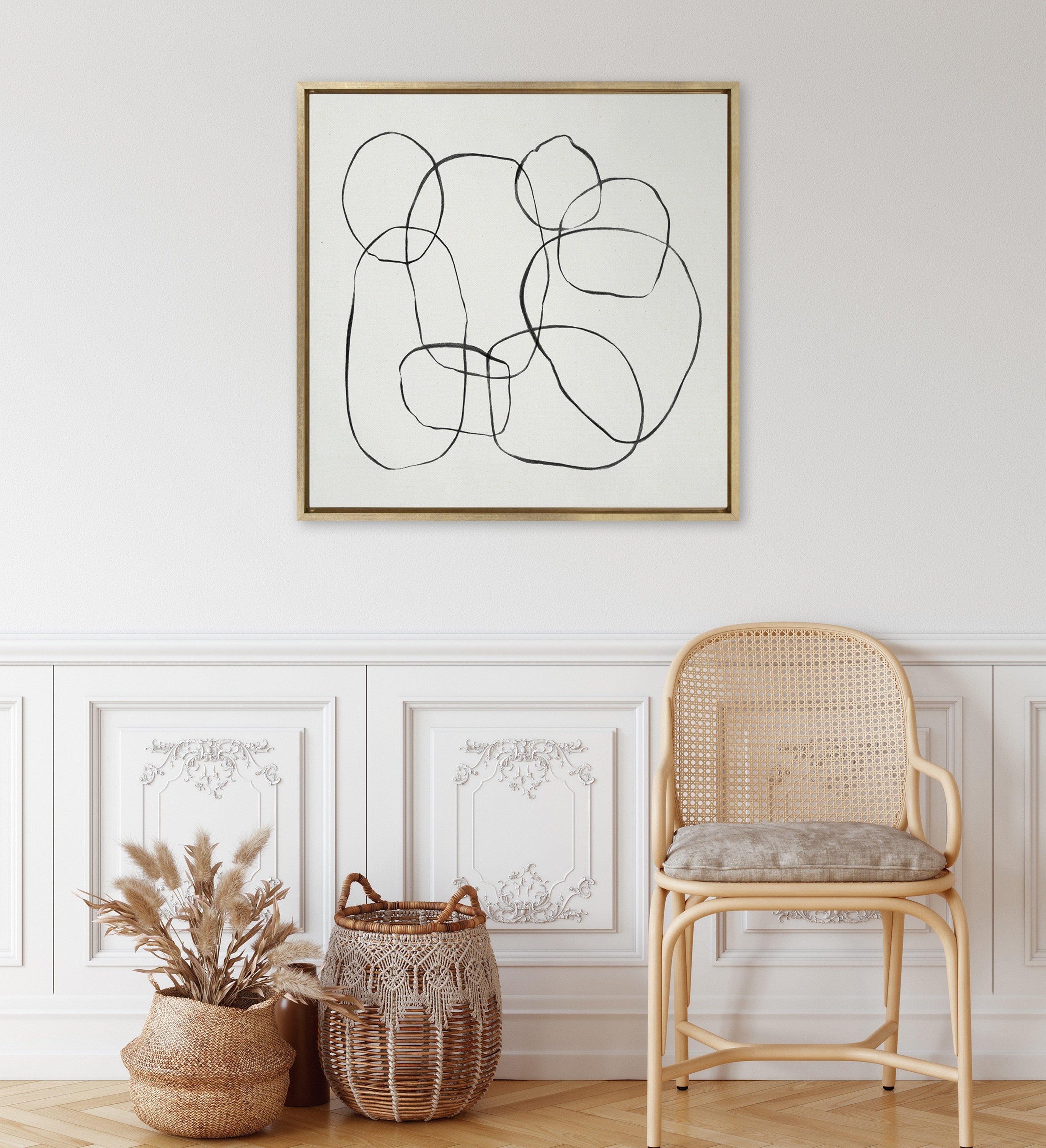 Sylvie Dancing Circles Framed Canvas by Teju Reval of SnazzyHues