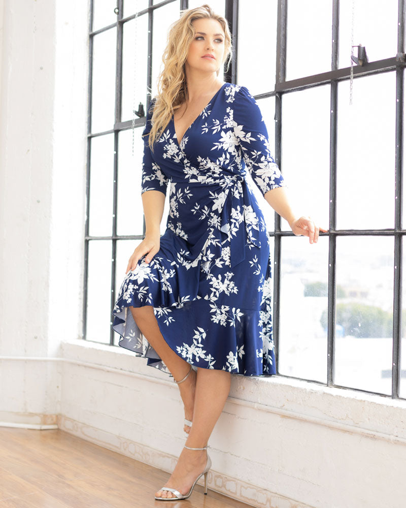 Plus Size Flirty Flounce Wrap Dress