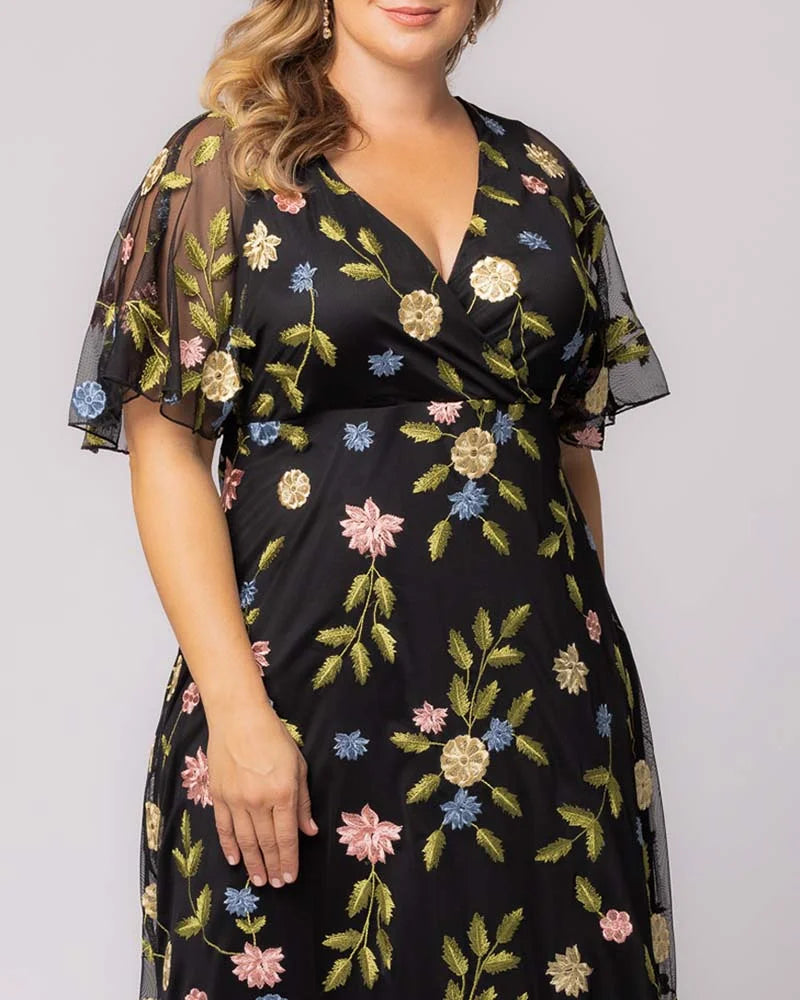 Plus Size Embroidered Elegance Evening Gown