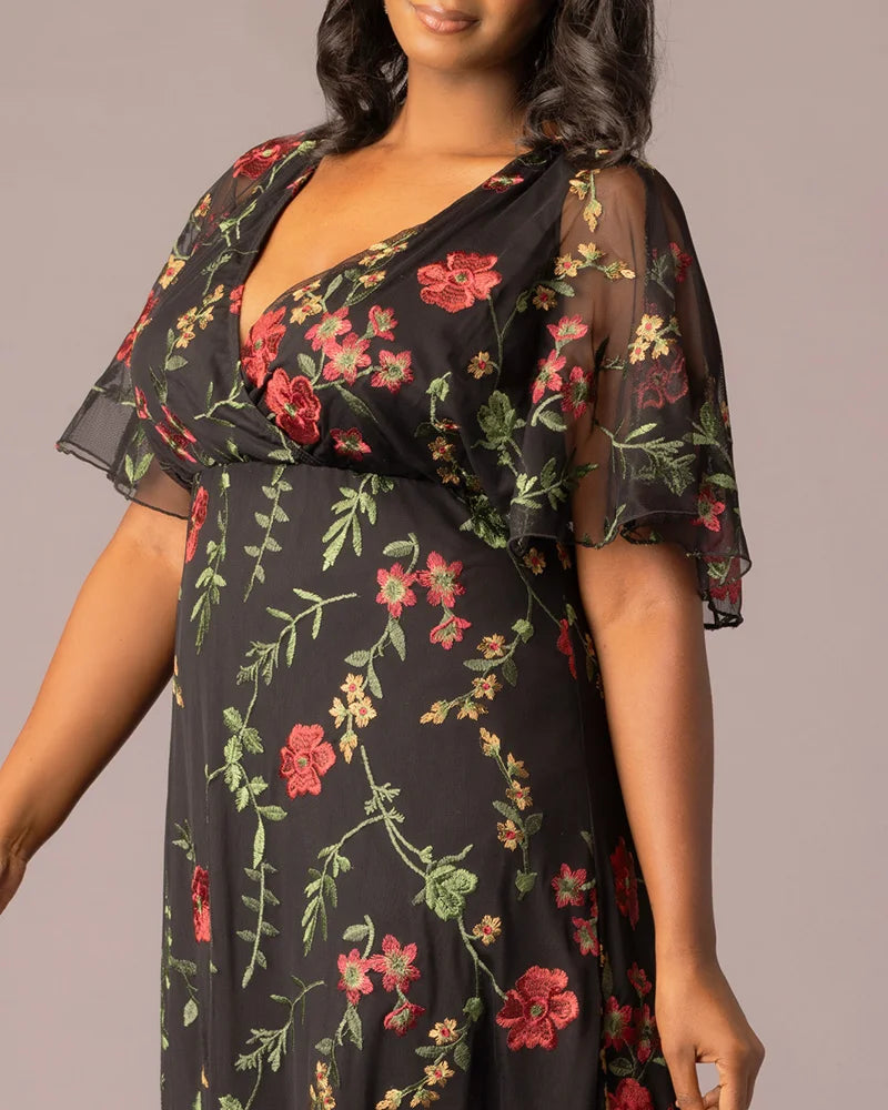 Plus Size Embroidered Elegance Evening Gown