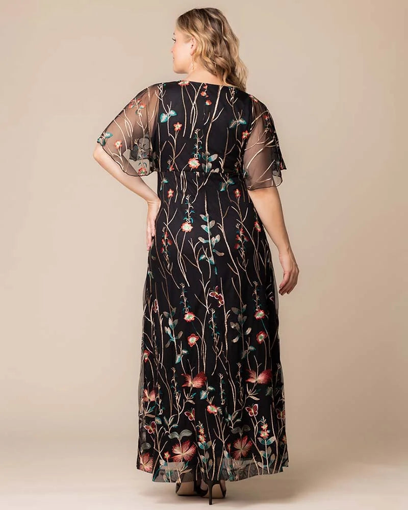 Plus Size Embroidered Elegance Evening Gown