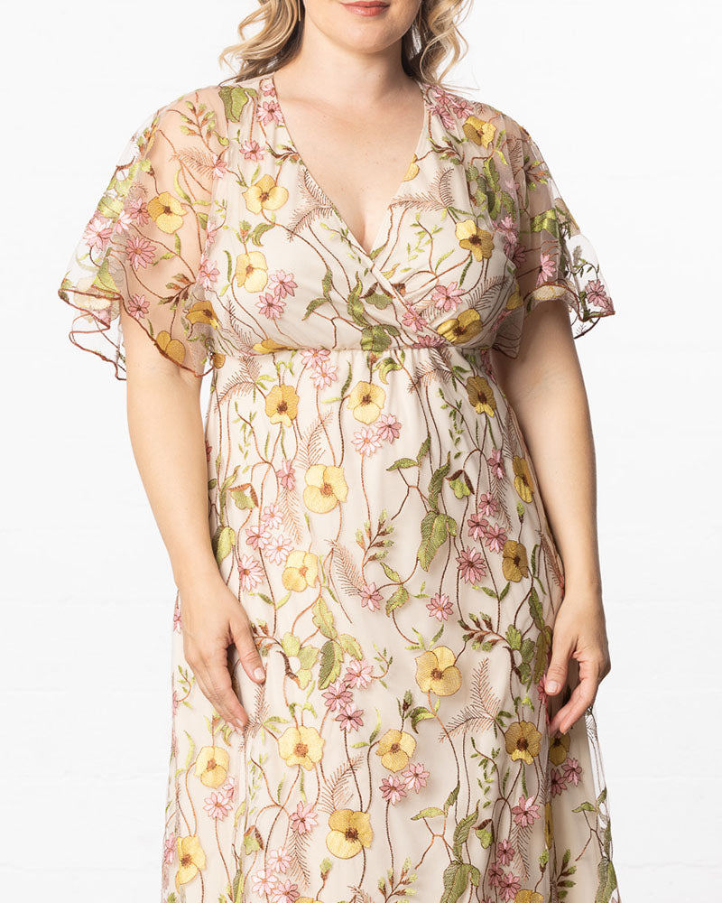 Plus Size Embroidered Elegance Evening Gown