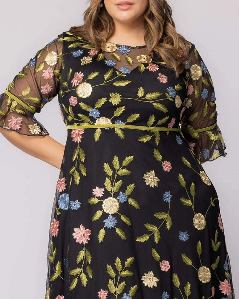 Plus Size Wildflower Embroidered Dress
