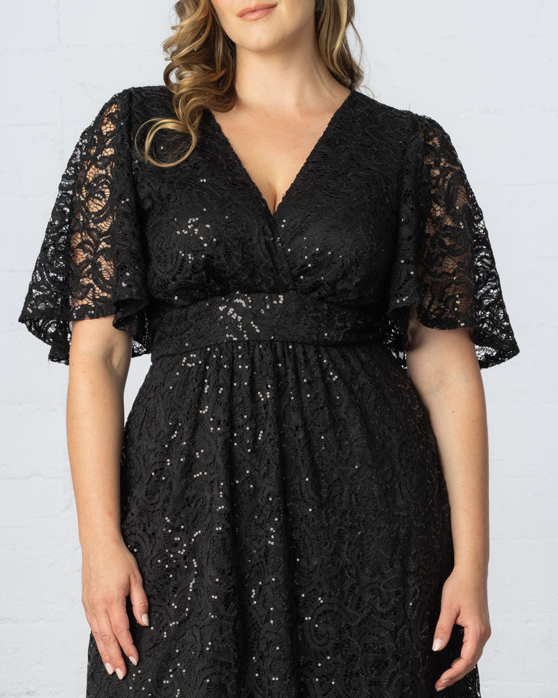 Plus Size Starry Sequined Lace Cocktail Dress