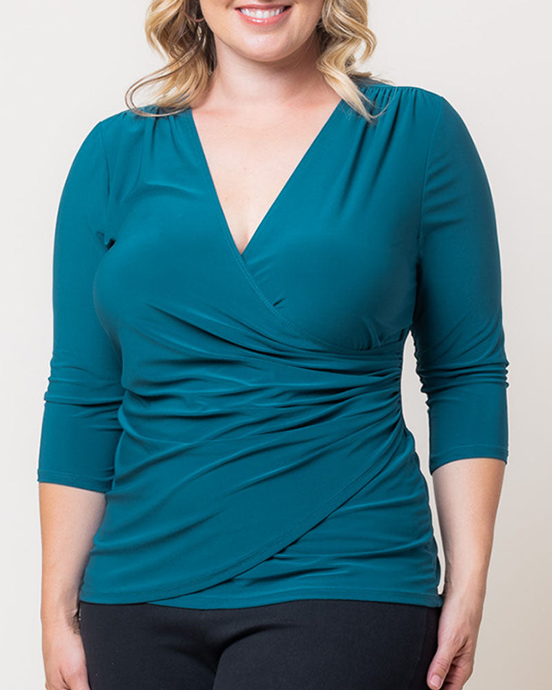 Plus Size Femme Fatale Faux Wrap Top