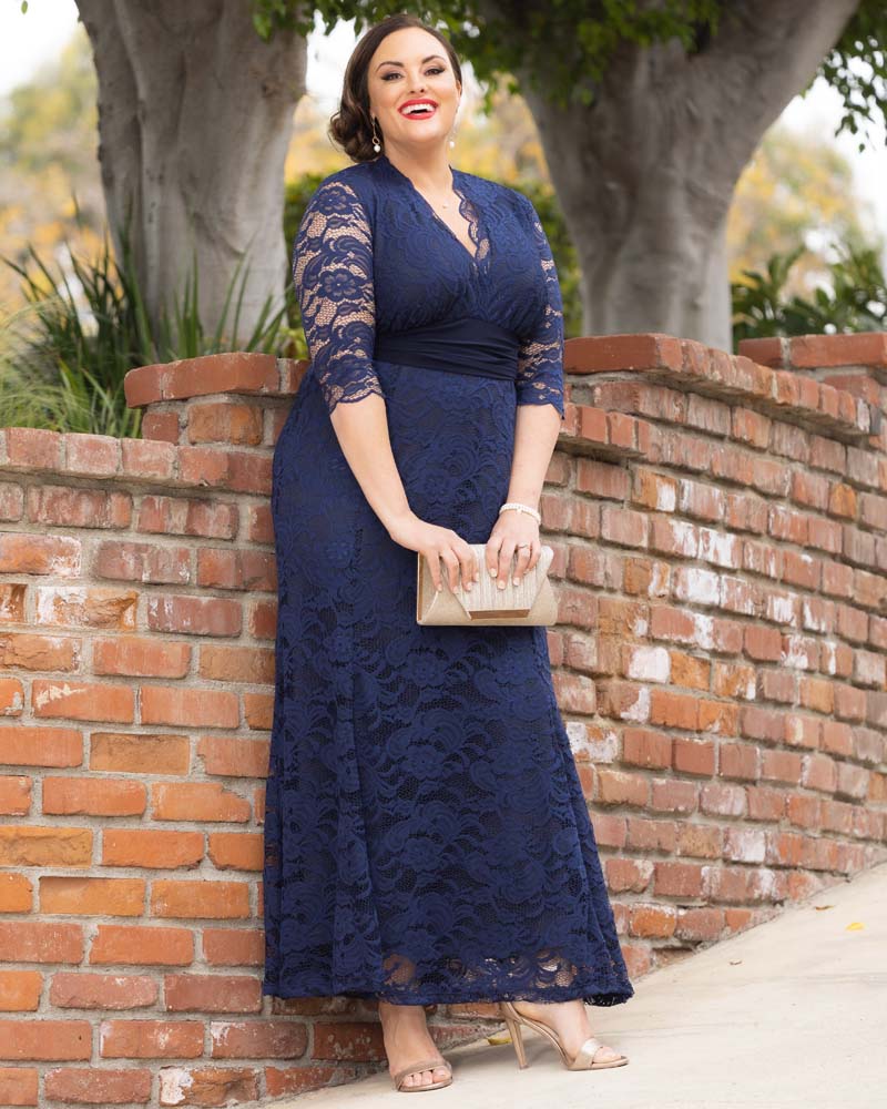 Plus Size Screen Siren Lace Evening Gown