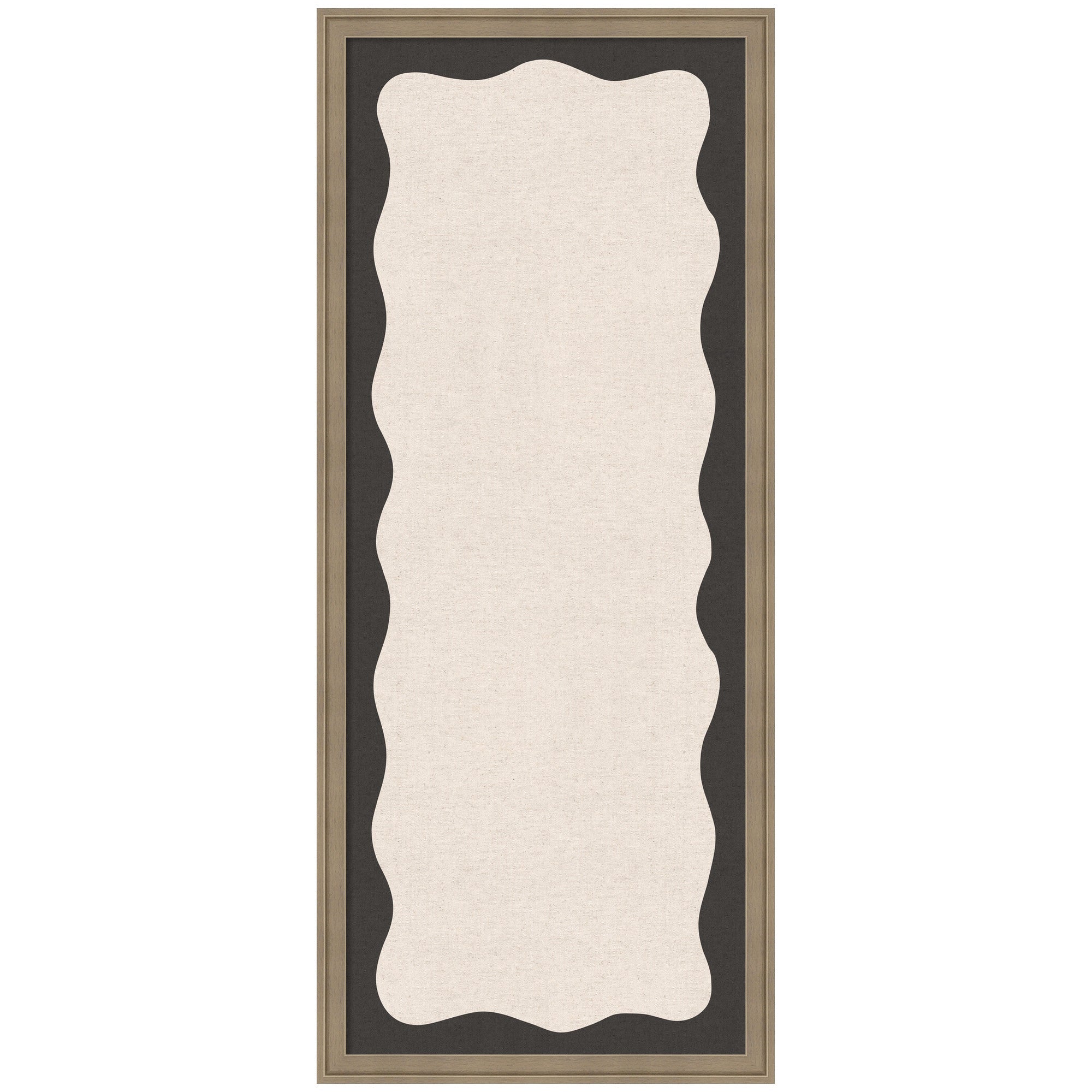 Framed Fabric Pinboard Wavy Linen Light and Black Wall Organization