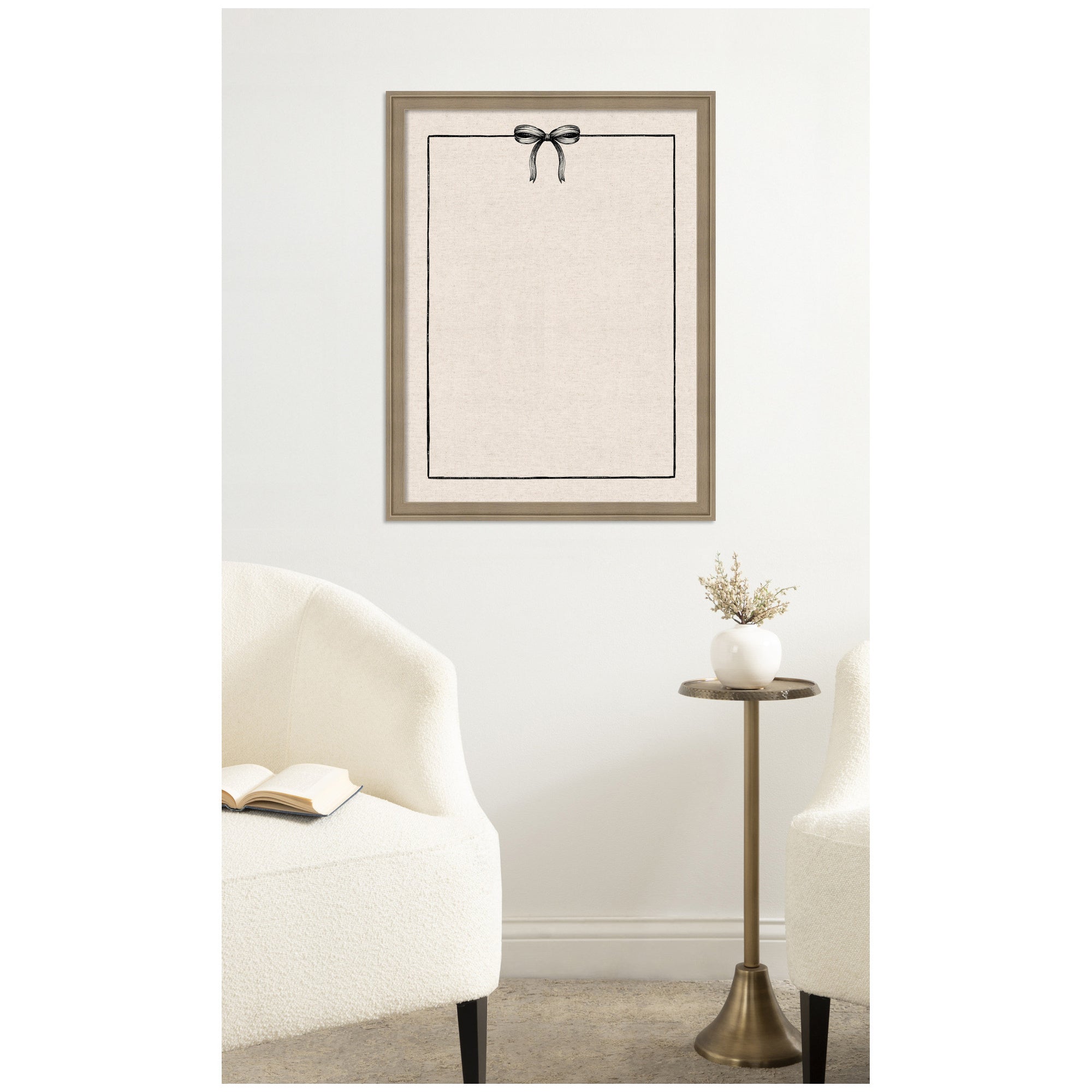 Framed Fabric Pinboard Linen Coquette Black Bow Frame Wall Organization