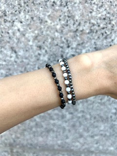 Sultry Bracelet Set - Black Onyx White Quartz Hematite