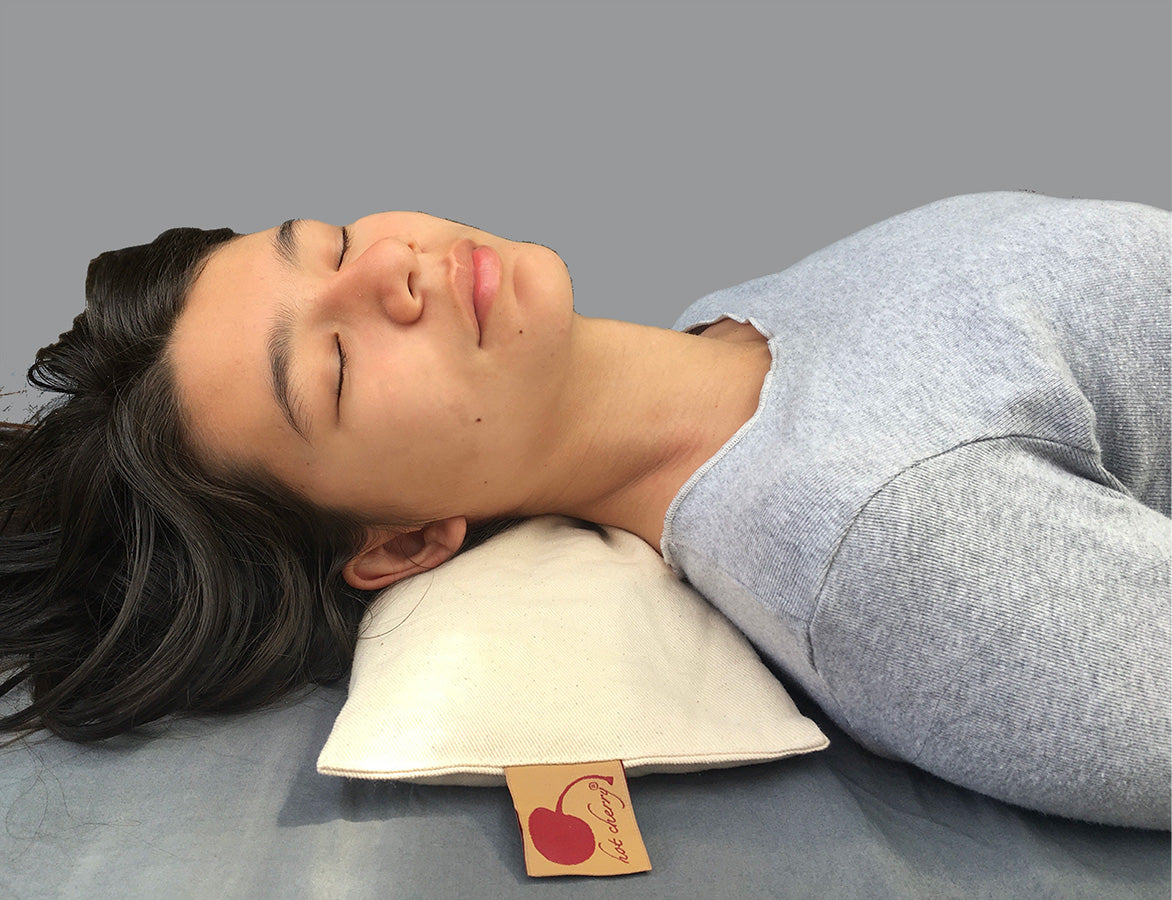 Hot Cherry Cervical Neck Pillow - Natural Denim