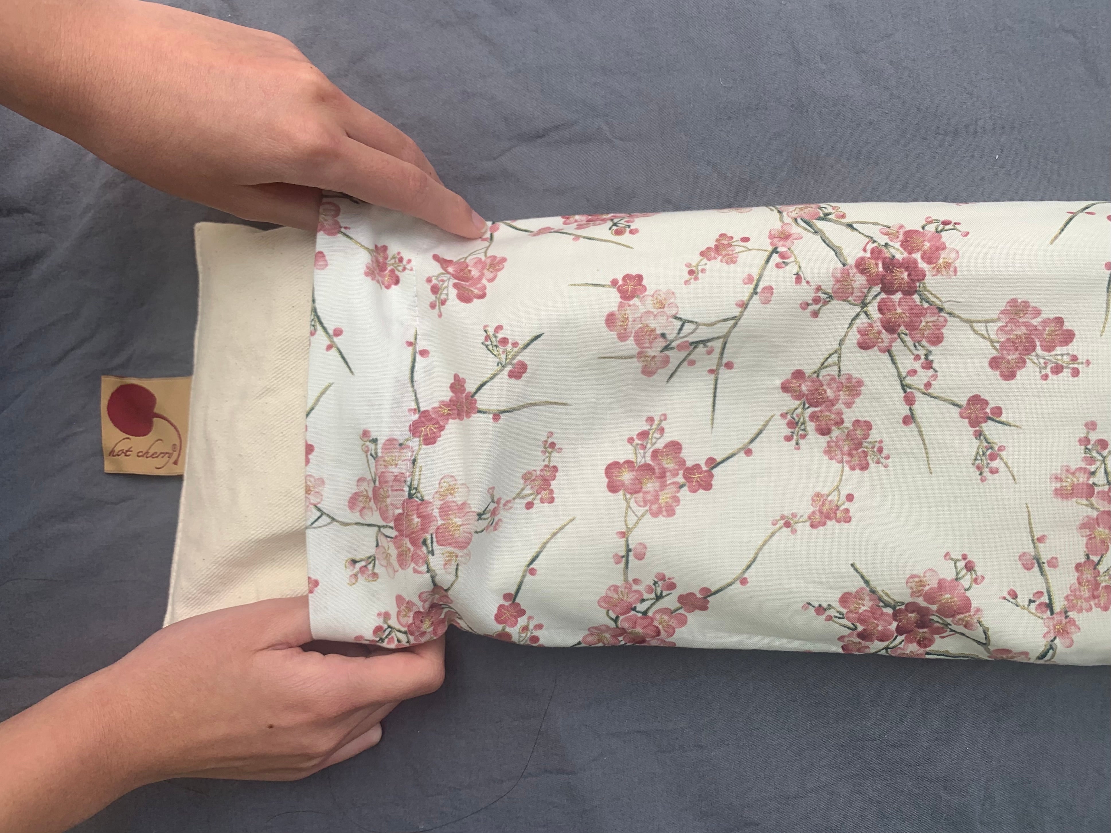 Hot Cherry Cervical Neck Pillow - Natural Denim