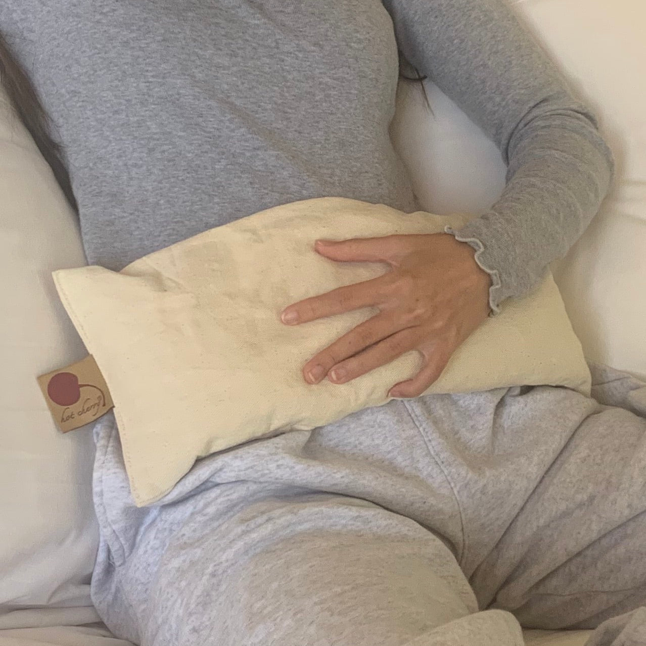 Hot Cherry Cervical Neck Pillow - Natural Denim
