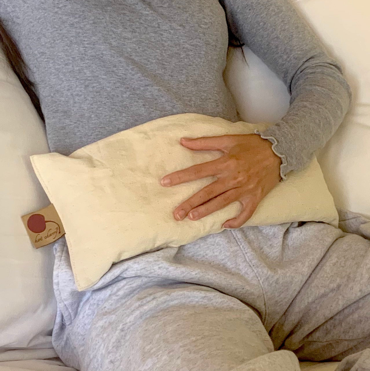 Hot Cherry Cervical Neck Pillow - Natural Denim