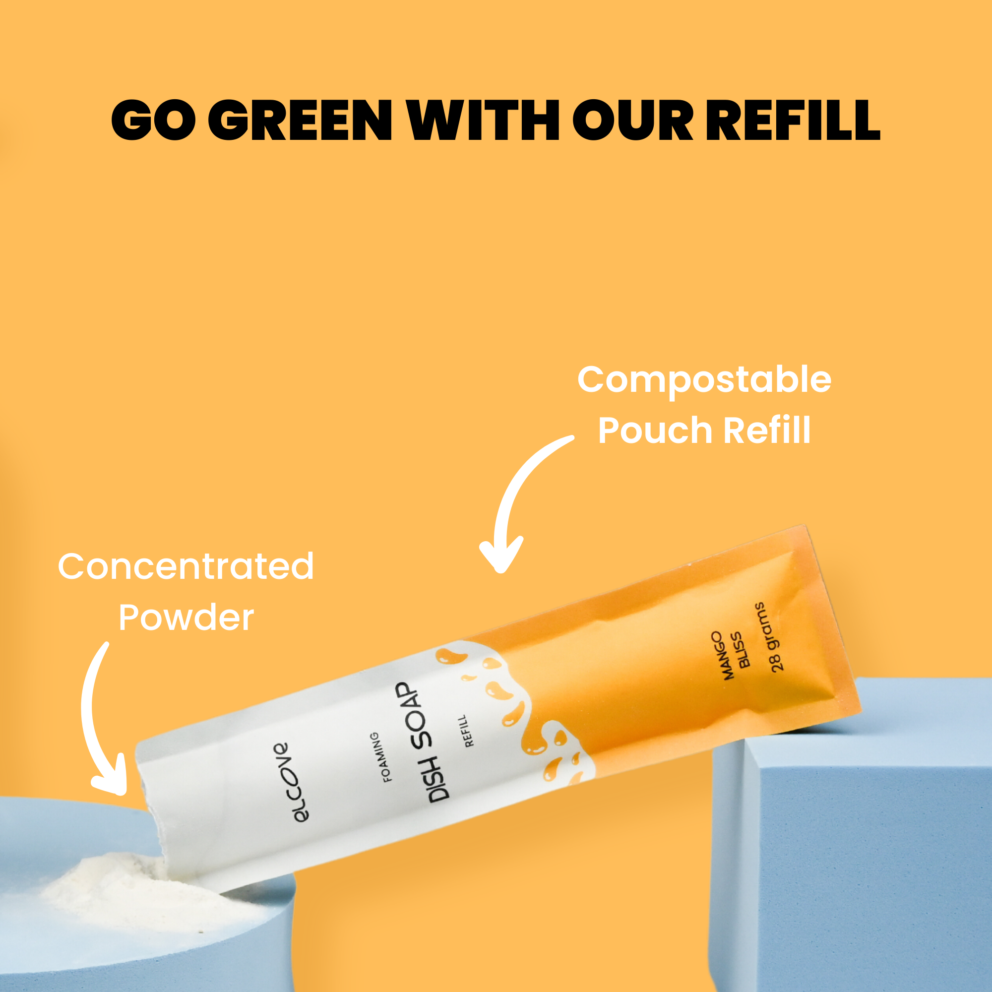 Plastic-Free Foaming Dish Soap Refills - Mango, 5/10/15