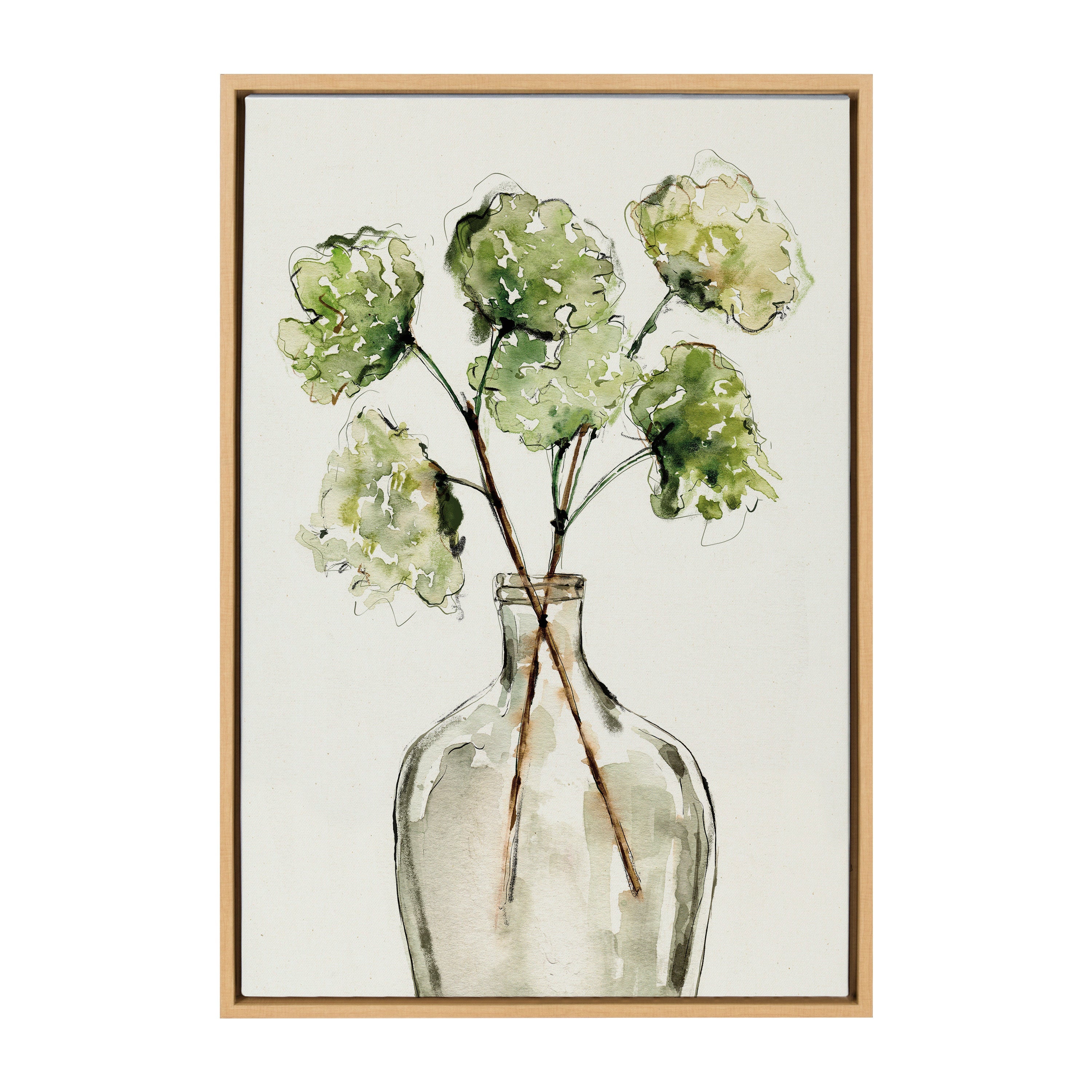 Sylvie Greenery Vase Framed Canvas by Sara Berrenson