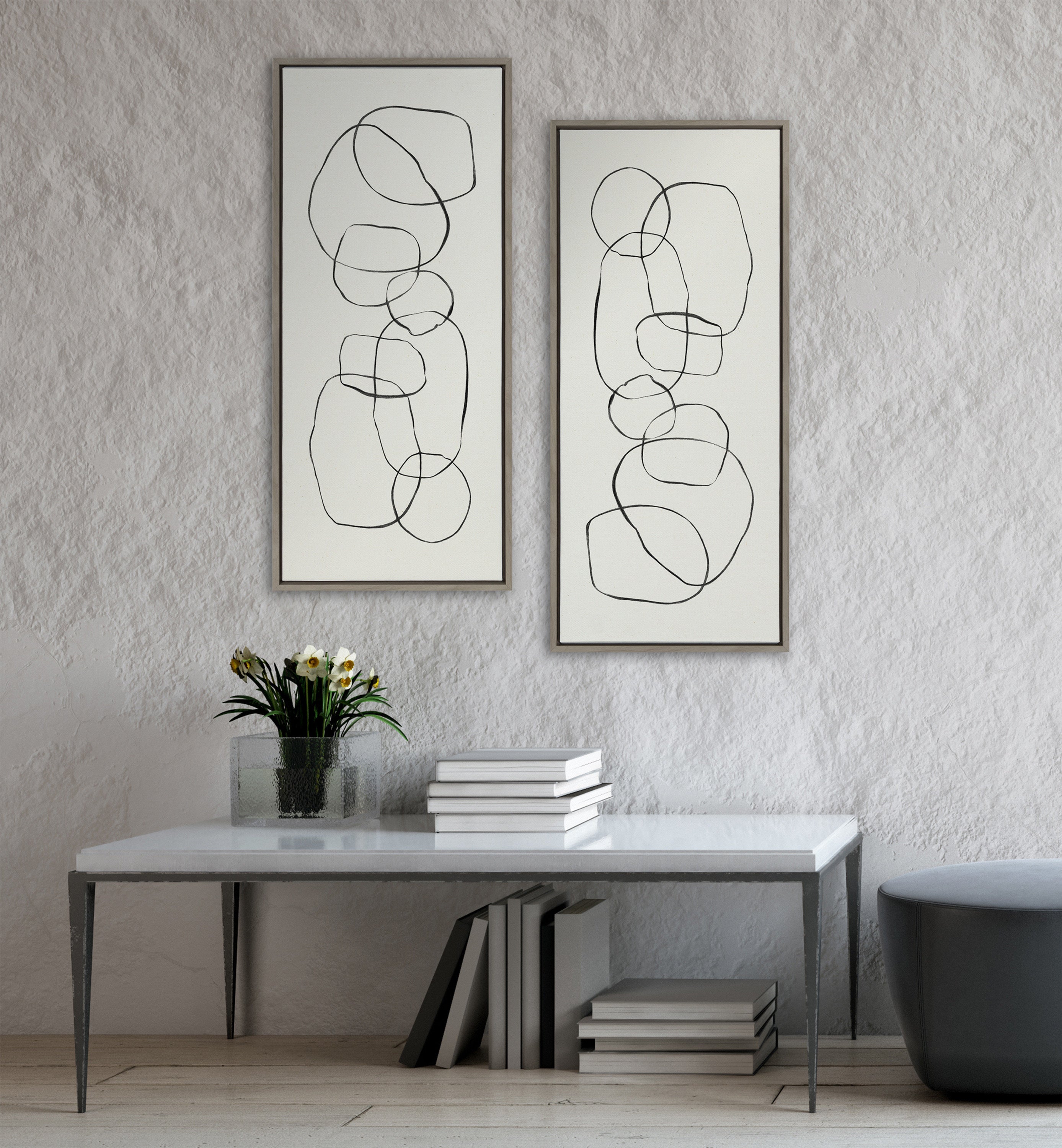 Sylvie Dancing Circles Framed Canvas by Teju Reval of SnazzyHues