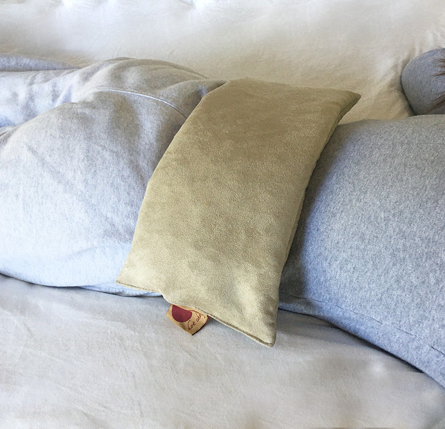 Hot Cherry Cervical Neck Pillow - Tan Ultra-Suede