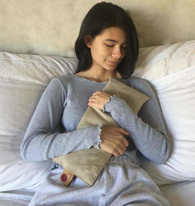 Hot Cherry Cervical Neck Pillow - Tan Ultra-Suede