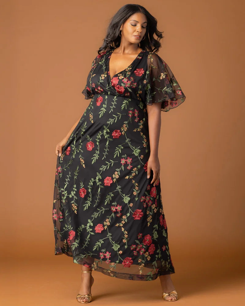 Plus Size Embroidered Elegance Evening Gown