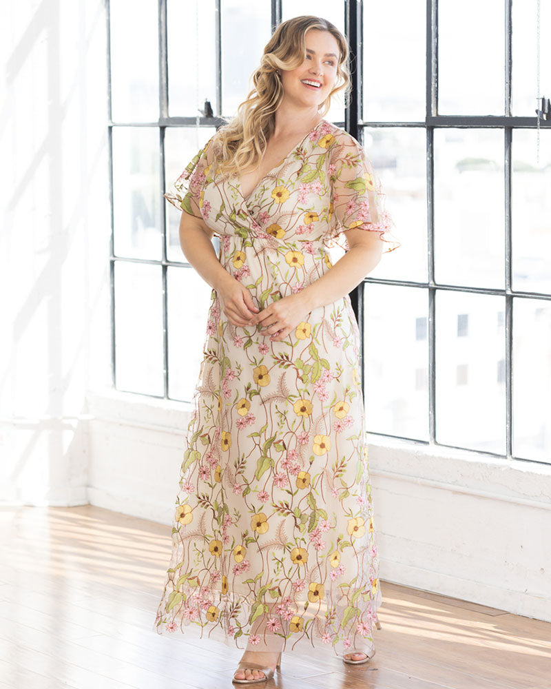 Plus Size Embroidered Elegance Evening Gown