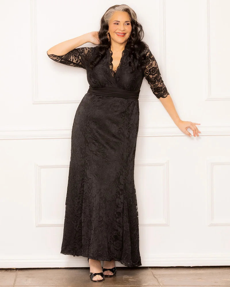 Plus Size Screen Siren Lace Evening Gown