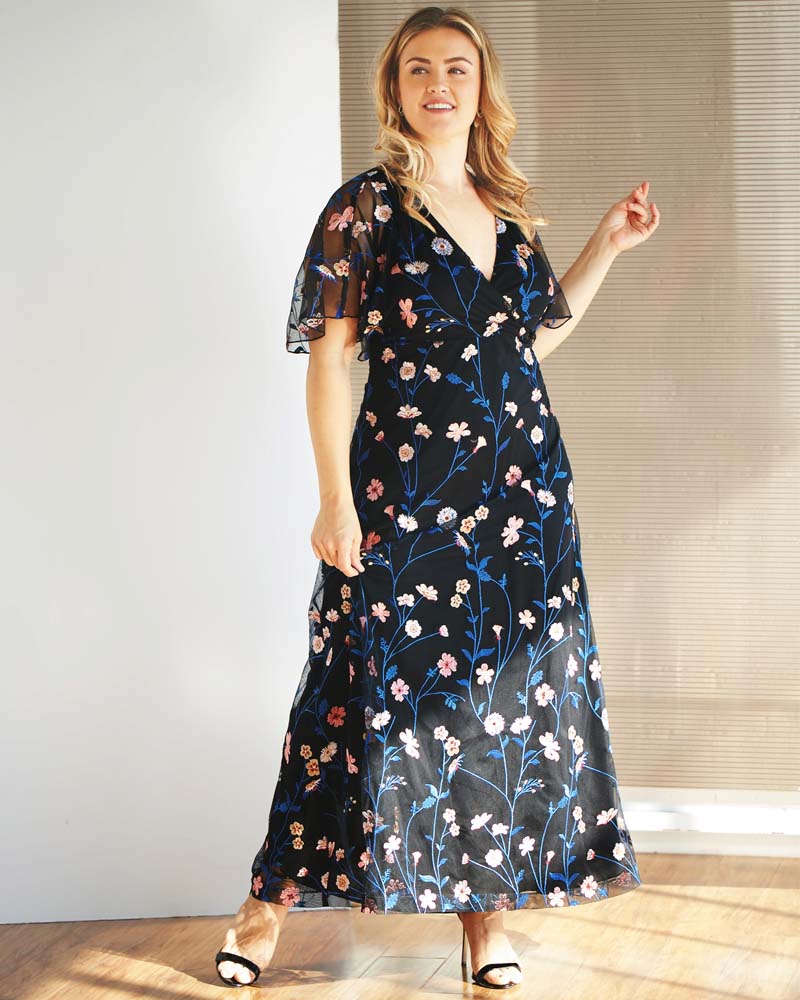 Plus Size Embroidered Elegance Evening Gown