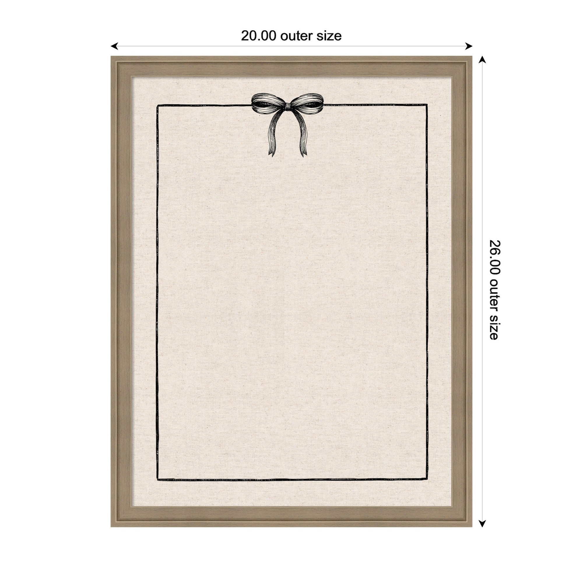 Framed Fabric Pinboard Linen Coquette Black Bow Frame Wall Organization