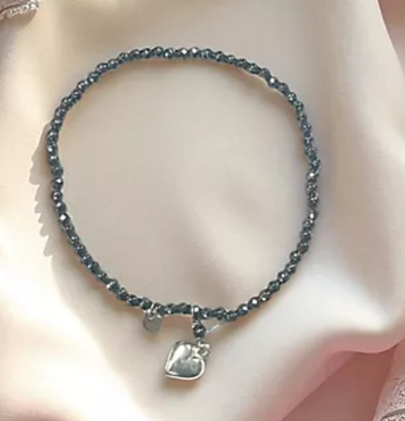 Sparkle In Love Sterling Heart Hematite Bracelet