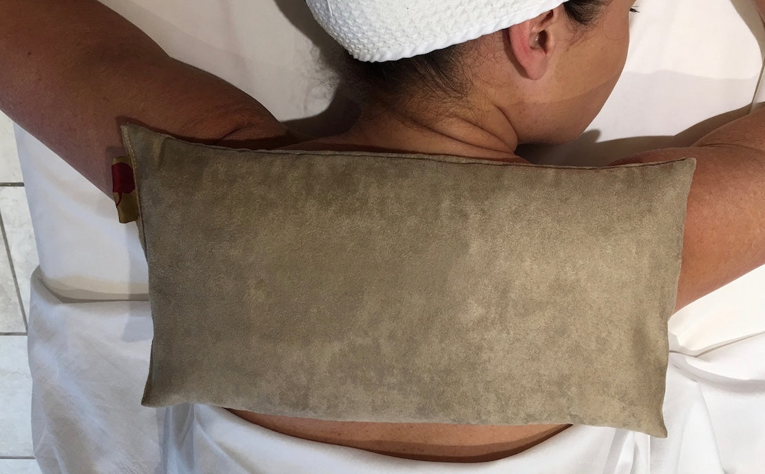 Hot Cherry Stone Large Rectangle Pillow - Tan Ultra-Suede