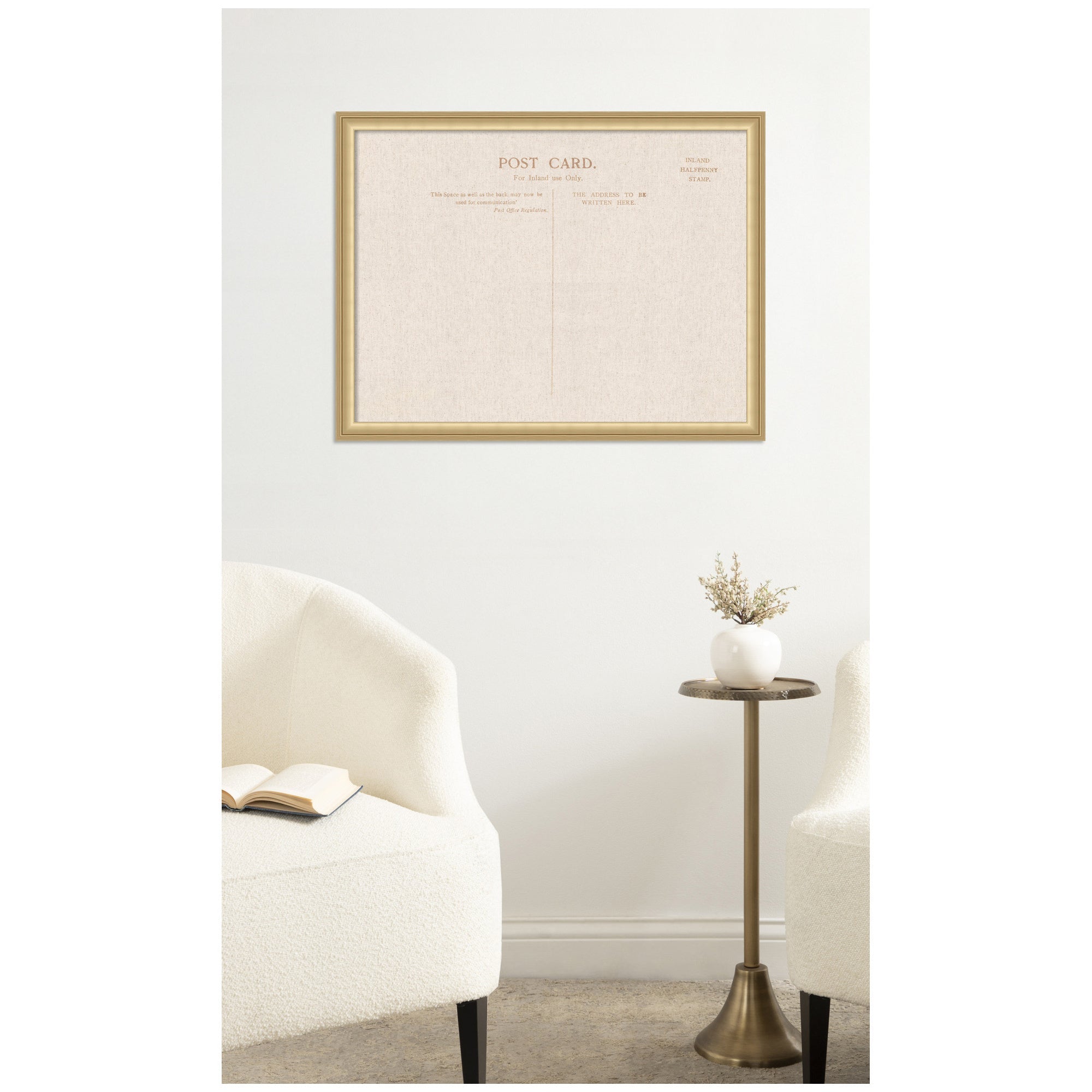 Framed Fabric Pinboard Linen Vintage Post Card Wall Organization