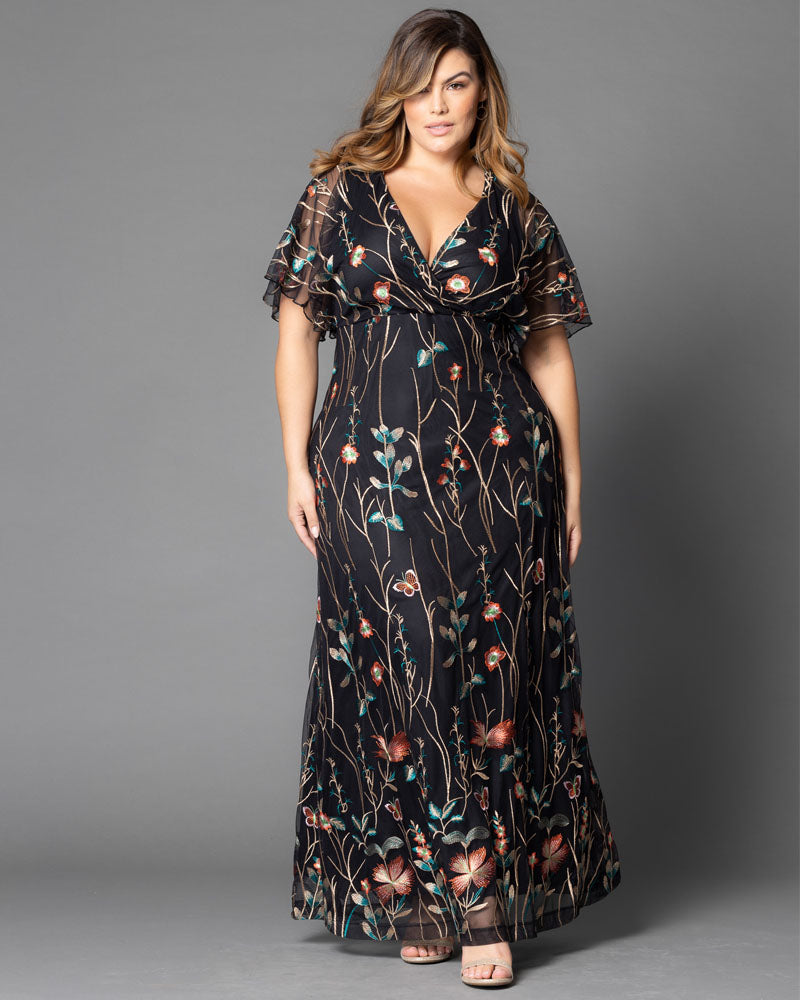 Plus Size Embroidered Elegance Evening Gown