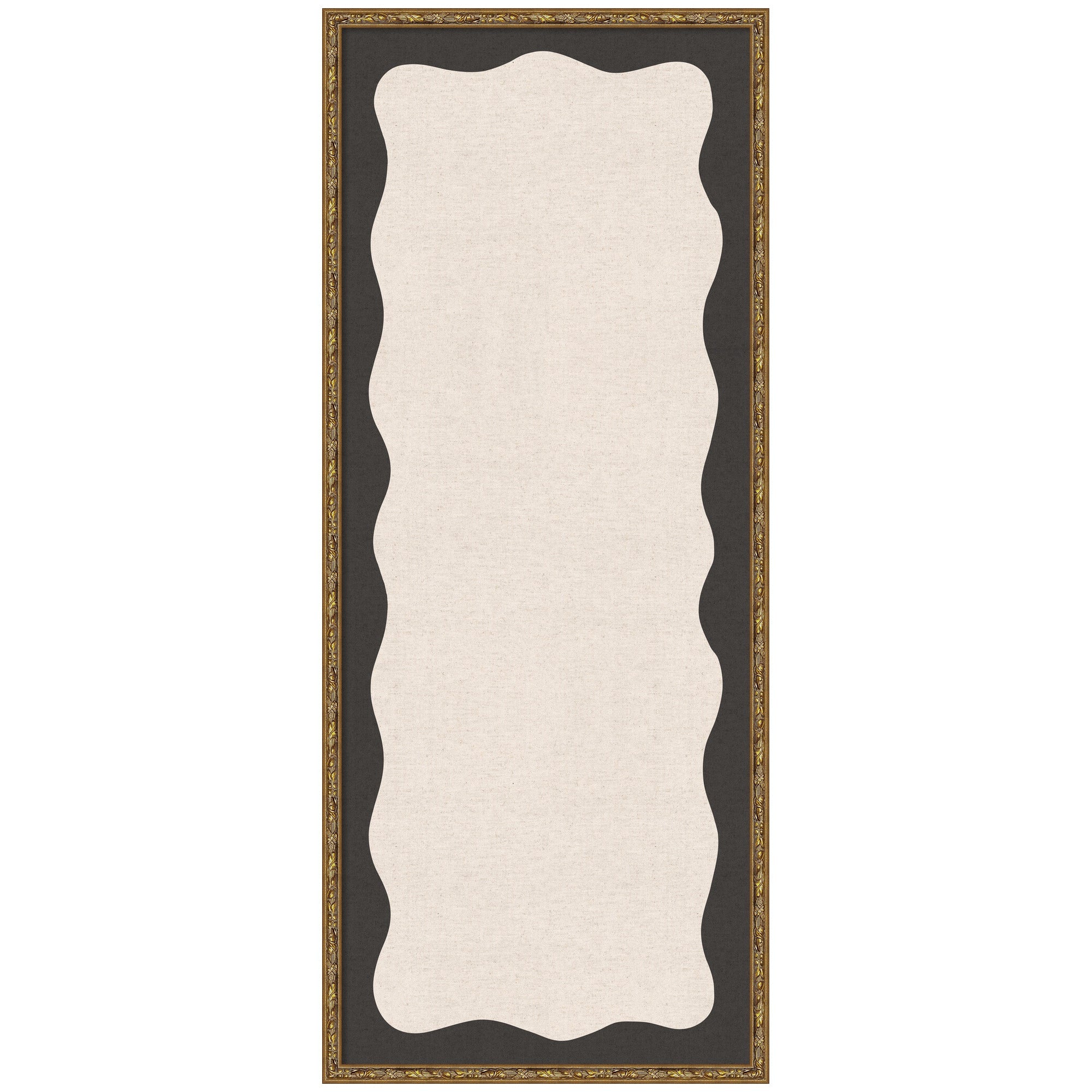 Framed Fabric Pinboard Wavy Linen Light and Black Wall Organization