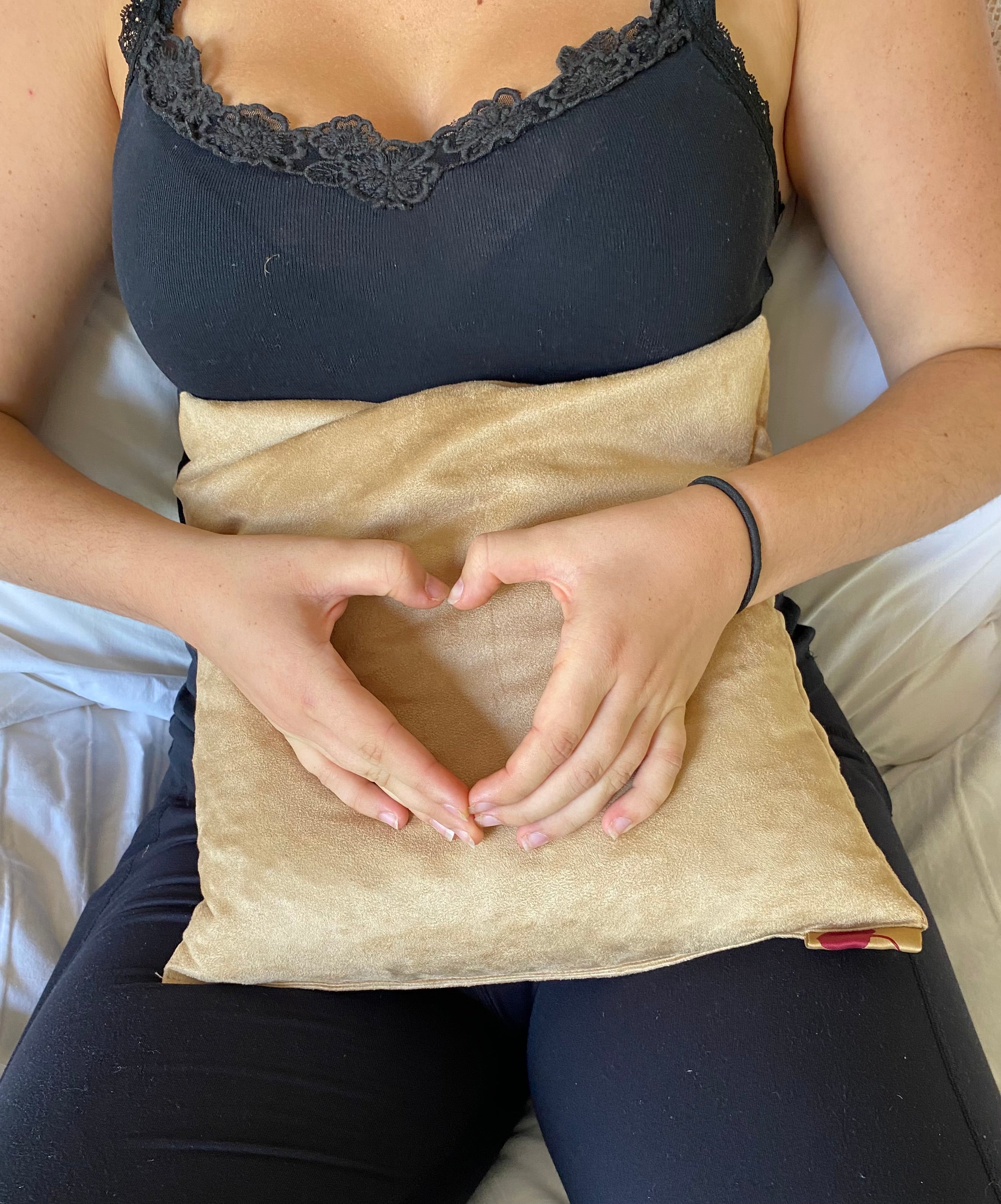 Hot Cherry Large Square Pillow - Tan Ultra-Suede