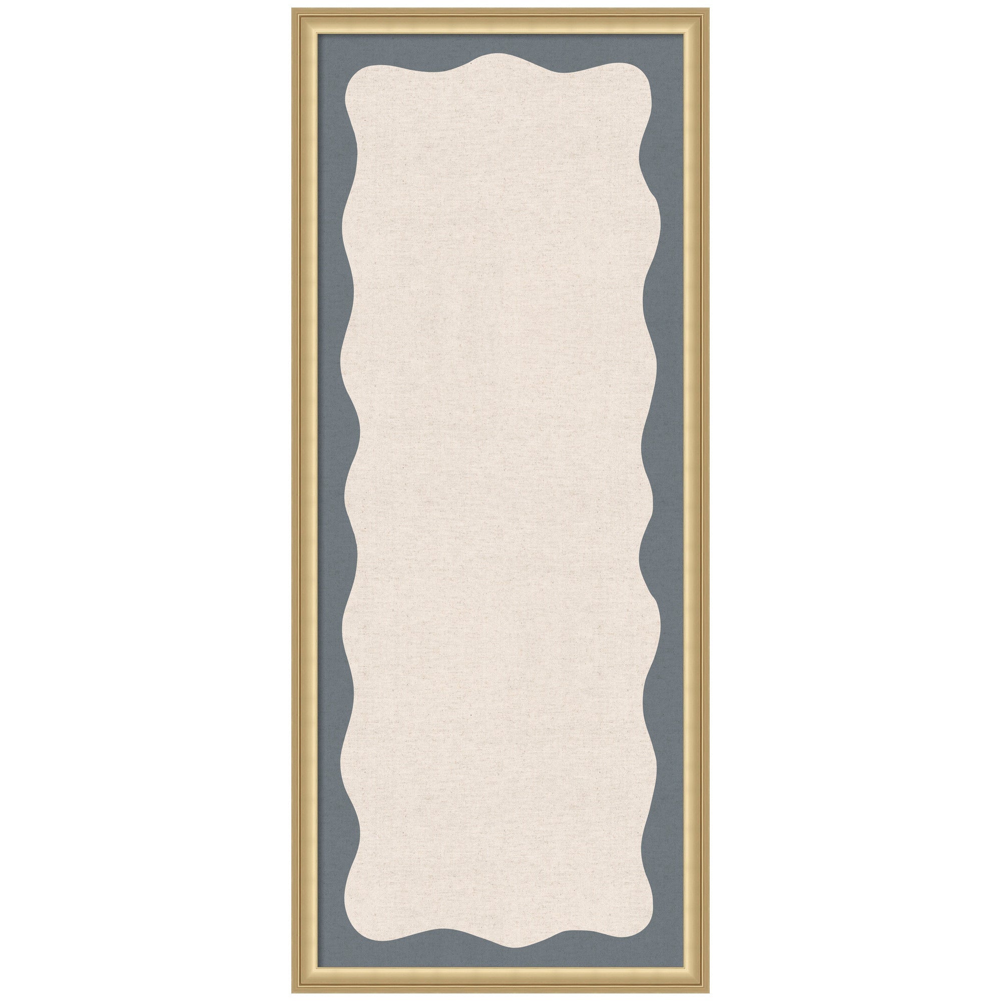 Framed Fabric Pinboard Wavy Linen and Smokey Blue Wall Organization