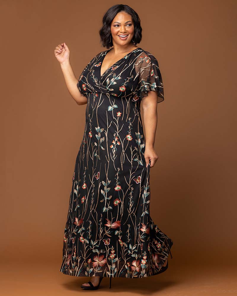 Plus Size Embroidered Elegance Evening Gown