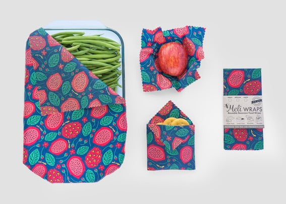 Eco-Friendly Beeswax Food Wrap - Dragonfruit Print