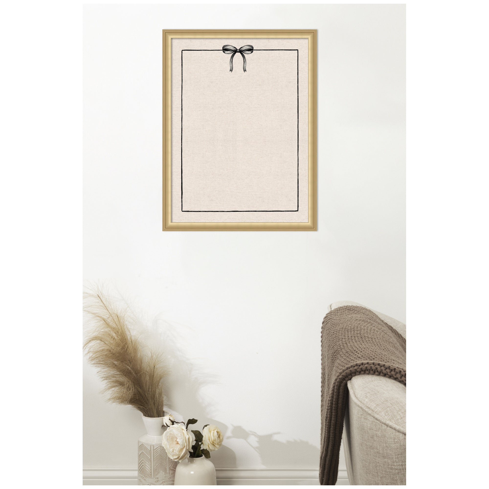 Framed Fabric Pinboard Linen Coquette Black Bow Frame Wall Organization