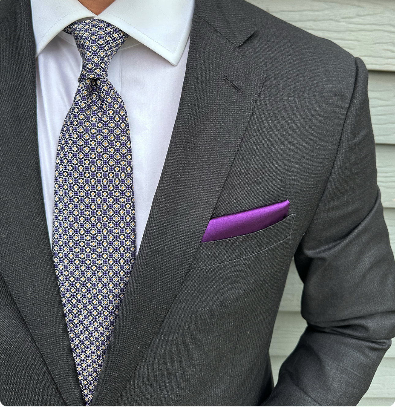 Handmade Ainslie Purple Micro Geo Tie - Italian Silk