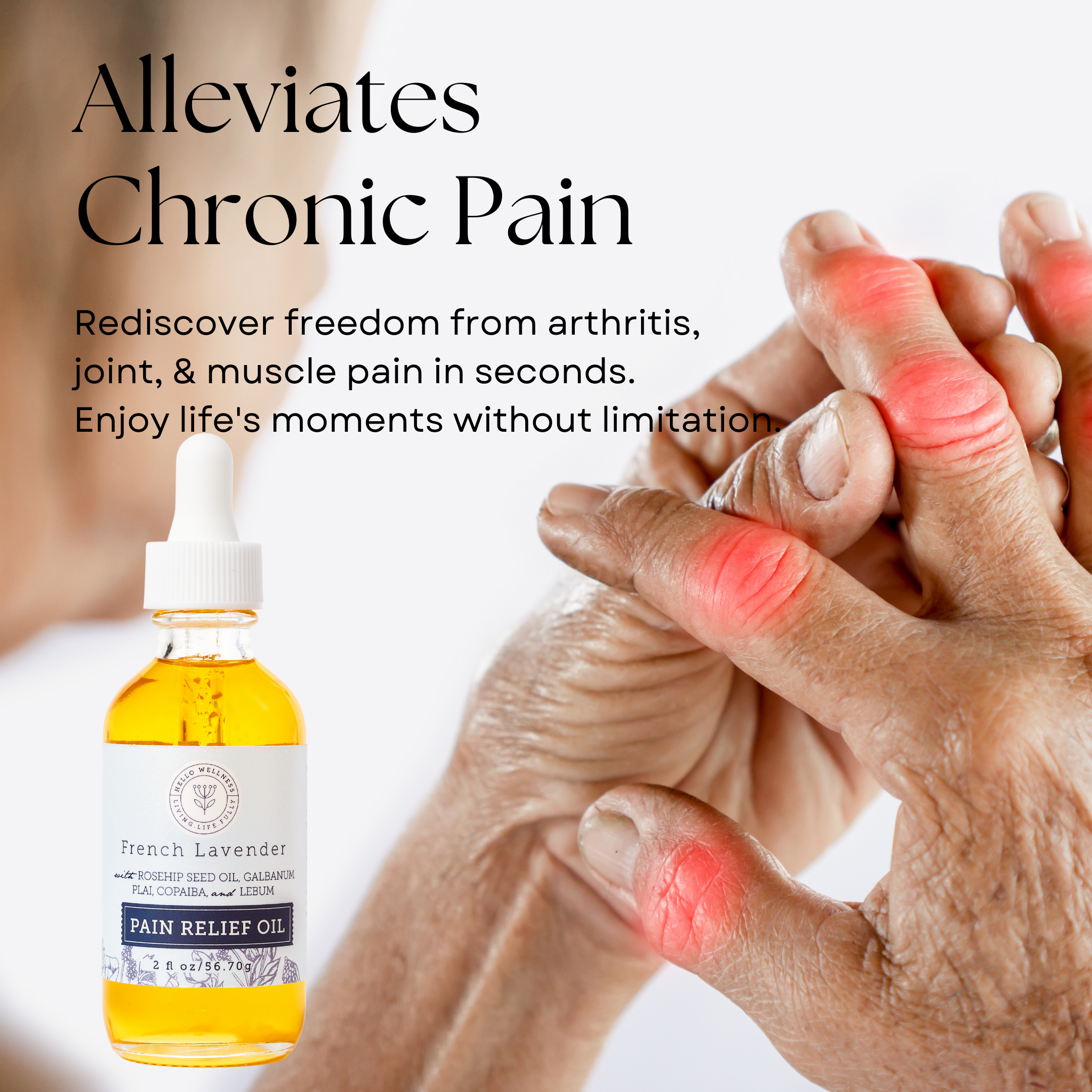 Natural Pain Relief Oil - 2 Oz Glass Bottle