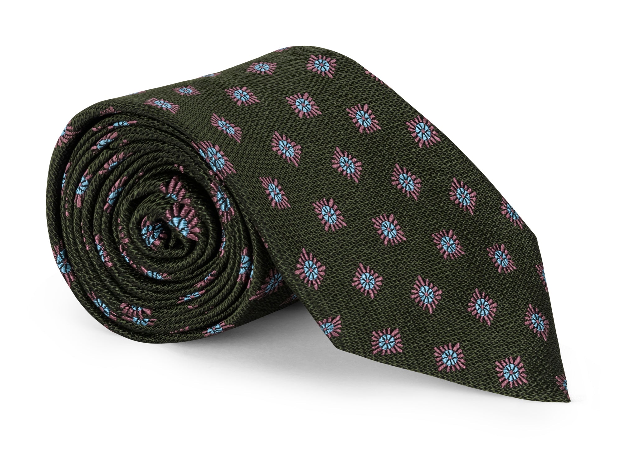 Handmade Ardsley Olive Tossed Square Tie - Silk/Wool