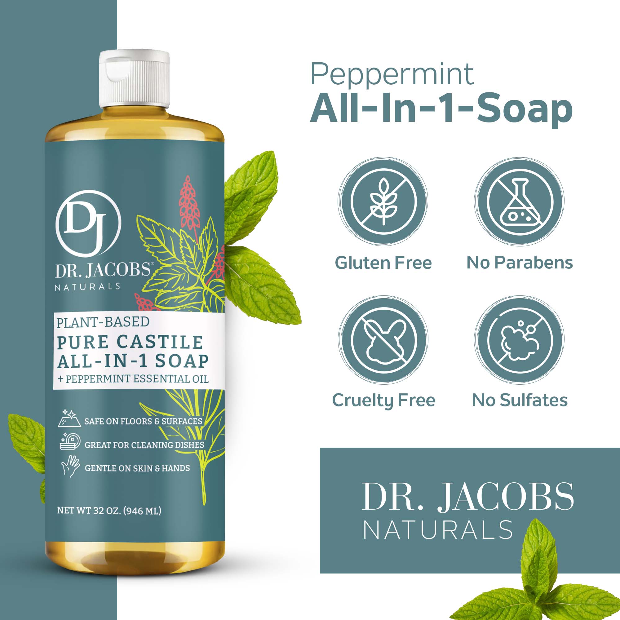 Peppermint Pure All In 1 Castile Soap - Thin Formula